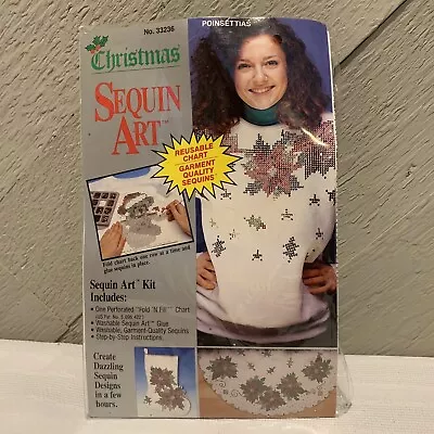 Christmas Art  Designs Sequin Art Kit Christmas Holiday Poinsettias Shirt Skirt • $10