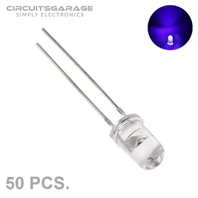 50 X 5mm Ultra Bright Water Clear Ultraviolet UV LED Light Emitting Diode Bulb • $7.39