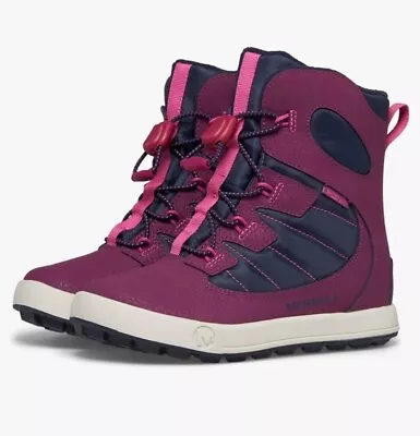 Merrell Leather Waterproof Snow Boots NEW Navy/berry Womens Size 7 Kids Size 6 • $44