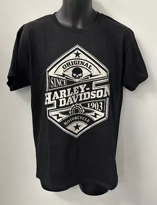 Harley Davidson Men's Label Short Sleeve T-Shirt Black R004684 • $29