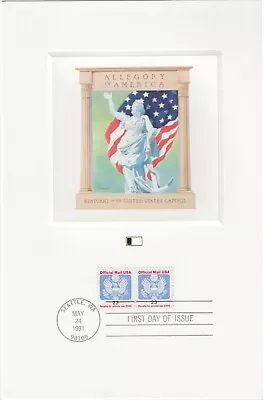 1991 USA FDC - Allegory Of America - Proofcard Edition - 2 X 23 Cent Stamps • $7.95