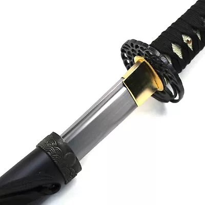 40.5  Katana Full Tang Sharp 1045 Carbon Steel Blade Samurai Sword Crane Tsuba • $59.91