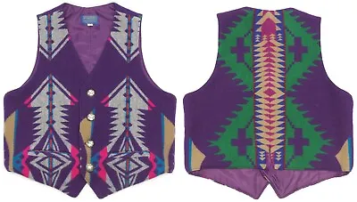 Vintage Navajo Aztec Wool PENDLETON VEST M 40 Purple Native Southwestern USA • $149.99