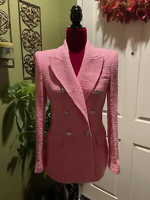 $99.90 • Buy 100% Authentic ZARA Candy Pink Tweed Blazer With Metal Buttons Size: S