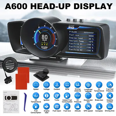 Multifunction OBD2+GPS Gauge HUD Head-Up Digital Display Speedometer Turbo Alarm • $93.98