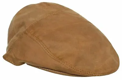 British  Men's Flat Cap Hunting Tan Casual Hat Shooting Country Waxed Women • £11.95