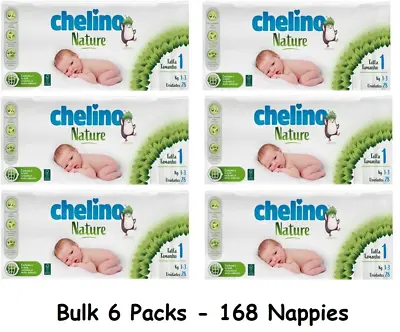 Chelino Nature Nappies Size 1 Baby Dry Strong Stretchy Nappy 6 Packs Of 28 T-1 • £28.99