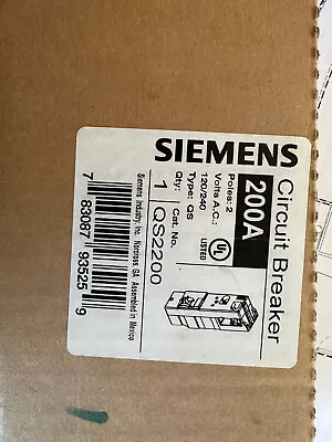 Qs2200 Siemens 2pole 200amp 120/240v Circuit Breaker New In Box! • $125