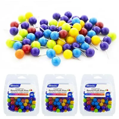 240 Pc Multi Color Push Pins Map Thumb Tacks Round Head Steel Point Cork Board • $10.46
