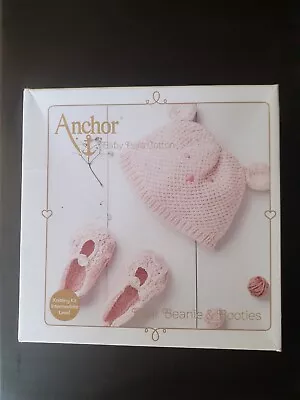 Anchor Baby Beanie Hat & Booties Intermediate Knitting Kit Baby Pure Cotton Yarn • £10