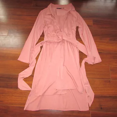 HALSTON ~ New! Size 10 ~ Vintage Rose BELTED WRAP Stretch Rayon Maxi Dress A76 • $39.99