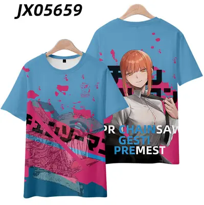 Anime Chainsaw Man 3D T-shirt Denji Power Men Women Basic Short Sleeve Tee Tops • £15.46