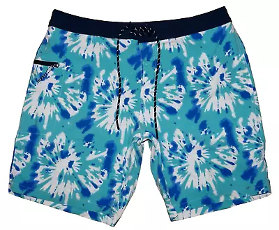 Men's J.CREW Blue White & Aqua Blue Stretch-Knit Swim Shorts 35  • $14.99