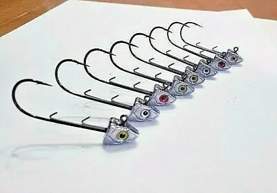 10 Pack - Unpainted Swimbait Jig Heads With 3D Eyes (1/4 To 3/4oz) • $20