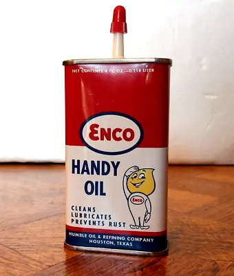 ENCO Handy Oil Full 4oz Unused Uncut Metal Can Vintage Humble Oil & Refining Co • $35