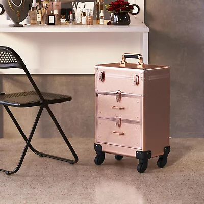 Nail Artist Travel Trolley Vanity Beauty Case Trolley Hairdressing Cosmetics Box • £69.95