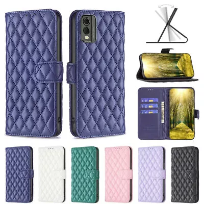 Flip Grid Leather Wallet Phone Case For IPhone 11 12 13 14 OPPO Find X6 Vivo Y20 • £7.43