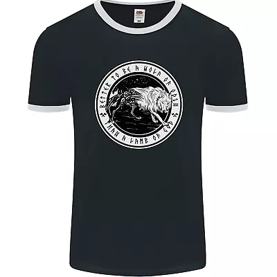 Viking A Wolf Of Odin Than A Lamb Of God Mens Ringer T-Shirt FotL • £11.99