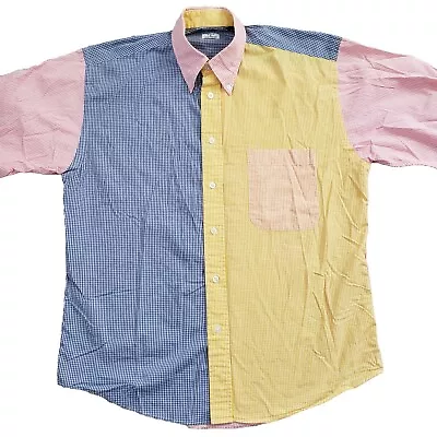 Maus & Hoffman Shirt Mens M Multicolor Colorblock Check Button Up Short Sleeve • $29.99