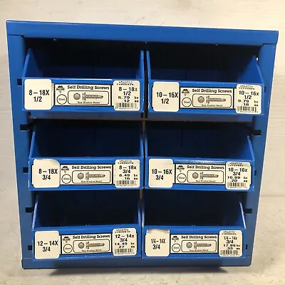 6 Drawer Hardware Parts Hillman Steel Storage Organizer Cabinet W/Bins Blue • $60