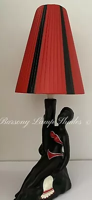 PLASTIC RIBBON RED / BLACK LAMPSHADE For *LARGE TALL* BARSONY LADY LAMP • $145