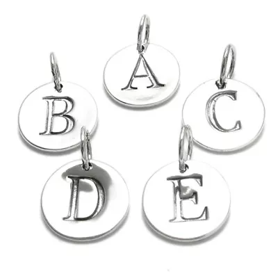 925 Sterling Silver Round Initial Charm Pendant Choose A Letter • $16.78