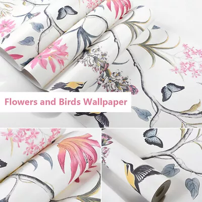 10m Vintage Floral Bird Contact Paper Rustic Wallpaper Roll Home Decoration AU • $17.57