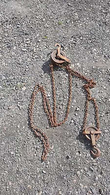 Vintage Chain Hoist Old Pulley Block And Tackle  • £45