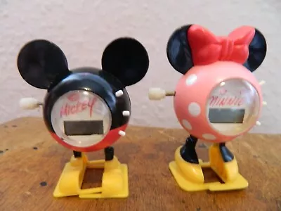 Vintage Rare Disney Mickey & Minnie Mouse Wind Up Walker Walking Digital Clock • £19.99