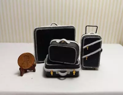 Miniature Dollhouse Pc Luggage 1:12 /Navy W/ The Reverse Material  Trim • $10.99