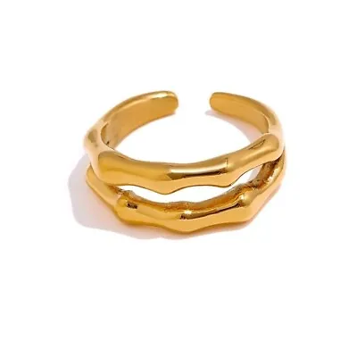 Vintage 18k Yellow Golden Double Curved Adjustable Men Antique Ring Solid Women • $13.48