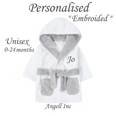 Newborn Personalised Baby Robe Bath Embroidered Dressing Gown Boy Girl Gift Soft • £14.88