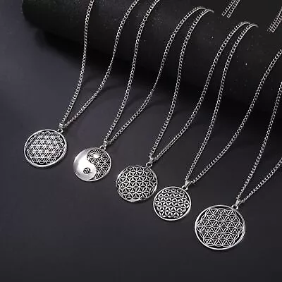 $5.93 • Buy Flower Of Life Mandala Necklace Sacred Geometry Spiritual Pendant Yin Yang