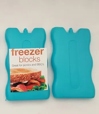 Non Toxic Freezer Block For Cool Bags Ice Boxes Blue 2 Pack Picnic Lunch Travel • £4.49