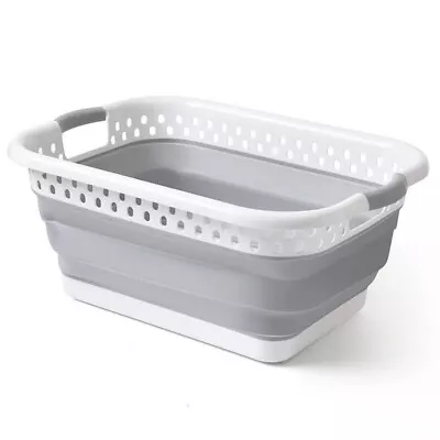 Large Collapsible Laundry Basket Washing Clothes Bin Foldable Space Saving New • £10.69