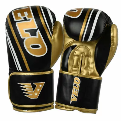 £21.99 • Buy Velo Professional Gold DX Leather Boxing Gloves For Training Gym Muay Thai MMA