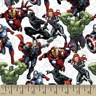 MARVEL Comic Avengers Unite-BTHY Half Yard 18 Hx42 W-100% Cotton-Quilting/Masks • $3.75