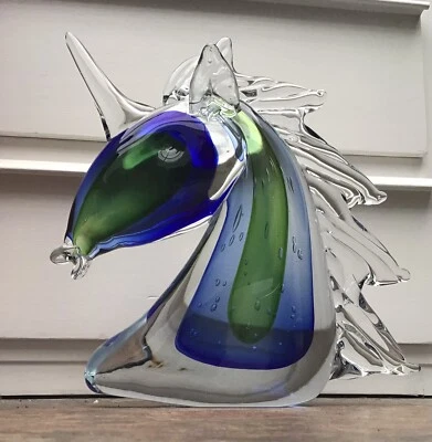 £32 • Buy Murano Unicorn Horse Figurine Hand Blown Heavy Glass