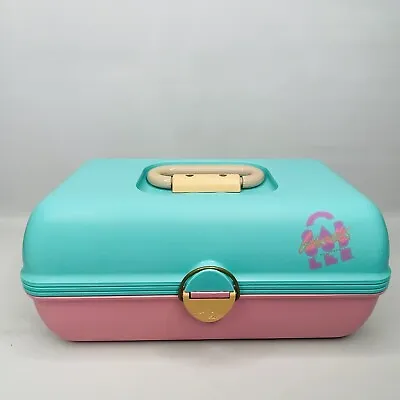 $16.19 • Buy Vintage Caboodles Pink Teal Storage Makeup Cosmetic Mirror Case Model 2620 USA