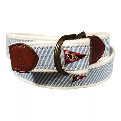 Polo Ralph Lauren D Ring Seersucker Belt - Yacht Fashion - Men's Nautical • $59