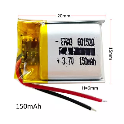 3.7V 150mAh Small LiPo Rechargeable Battery For Mp3 GPS Headphone VR Lock 601520 • £7.08