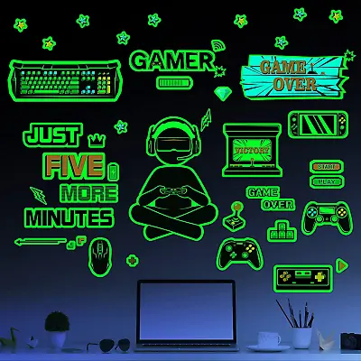 Glow In The Dark Game Wall Decal Video Game Room Decor Gaming Decals For Boys Ro • $18.06