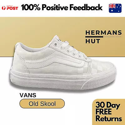 VANS Old Skool 'Diy Checkerboard' White Women's Casual Shoes - Size US 5 • $29.95