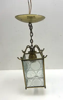 Vintage Hanging Lamp Mid Century Modern Ceiling Light Gold Fixture Metal Glass • $19.99