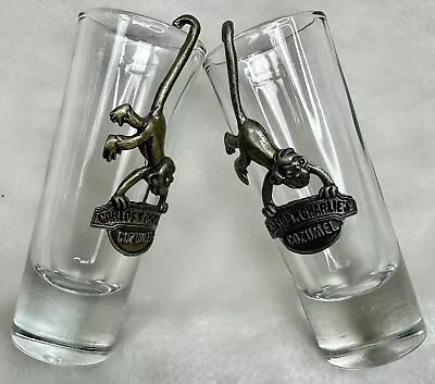 Carlos And Charlie's Cozumel Shot Glass Souvenir Tall Skinny Monkey Metal Used • $26.75