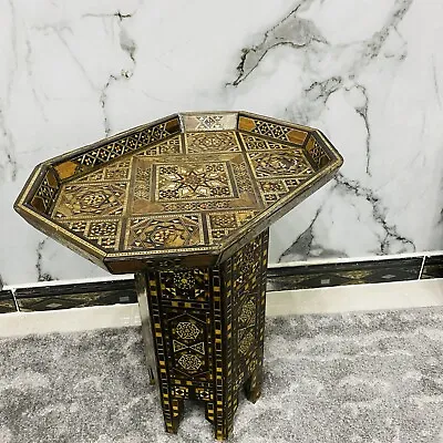 Antique Liberty & Co Style Syrian Moorish Octagonal Side Table With Tray 45cm  H • $150