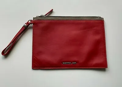 Mandarina Duck Beauty Case Travel Wallet Clutch Red Leather Bag • $40.36