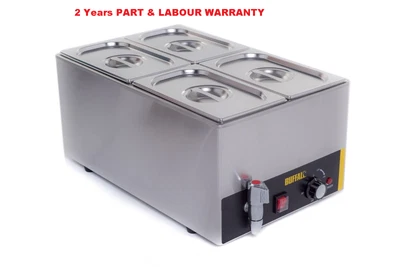 £199.99 • Buy New 4 Pan Pot Wet Heat Bain Marie With Taps Food Warmer 4x1/4 Pans & Lids Inc