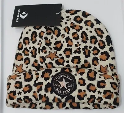 NEW! Converse Youth Girls Boys UNISEX- Beanie Animal Leopard Print Winter Warmer • $23.50
