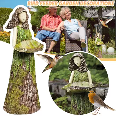 Sherwood Fern Fairy Statuary With Bird Feeder Garden Lawn Sculpture Ornament • £8.55